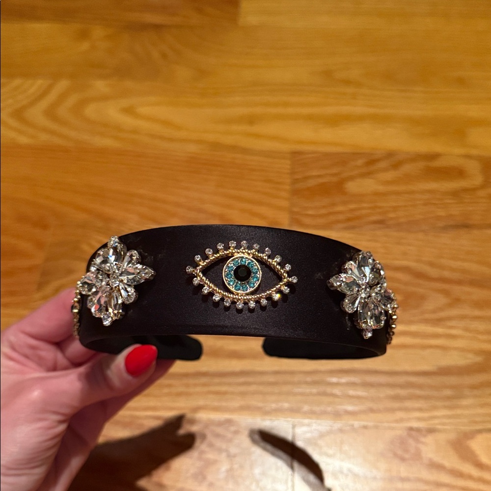 Black Headband with Crystal Embellishments